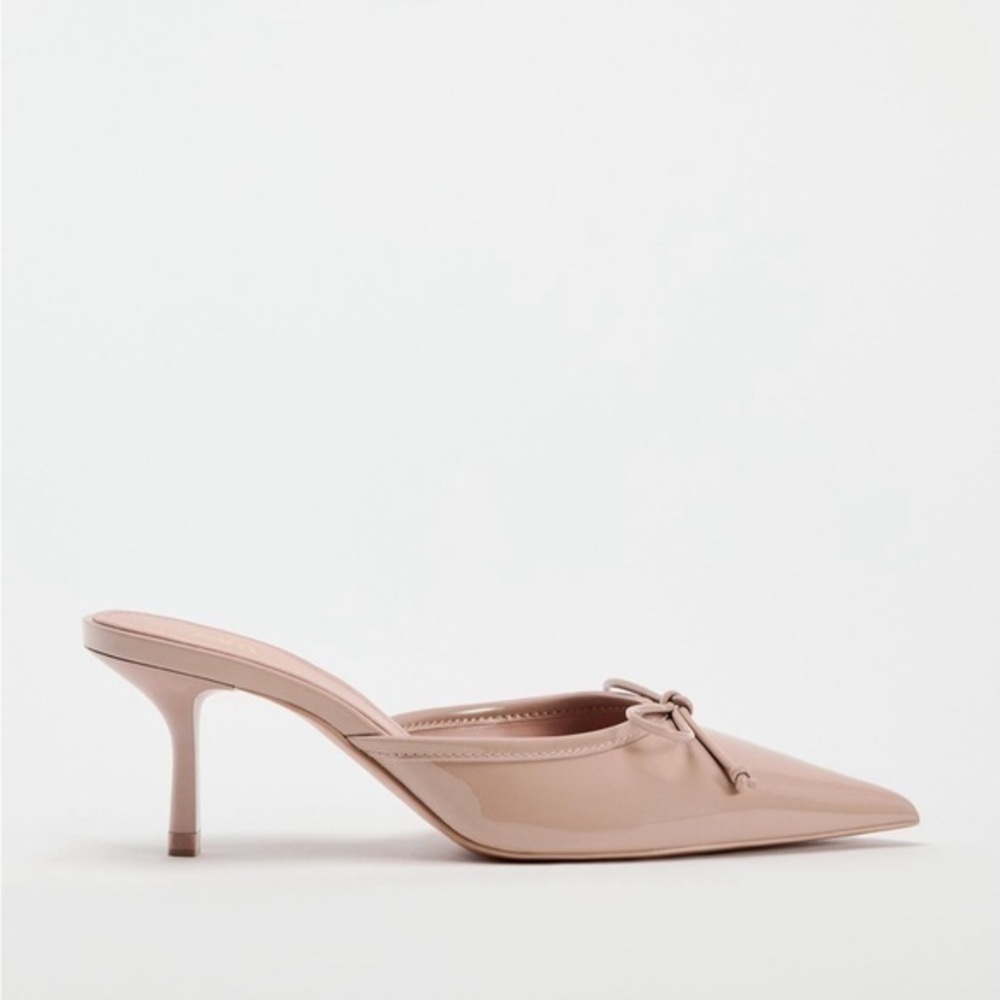 Zara NWT faux patent leather heeled mules
